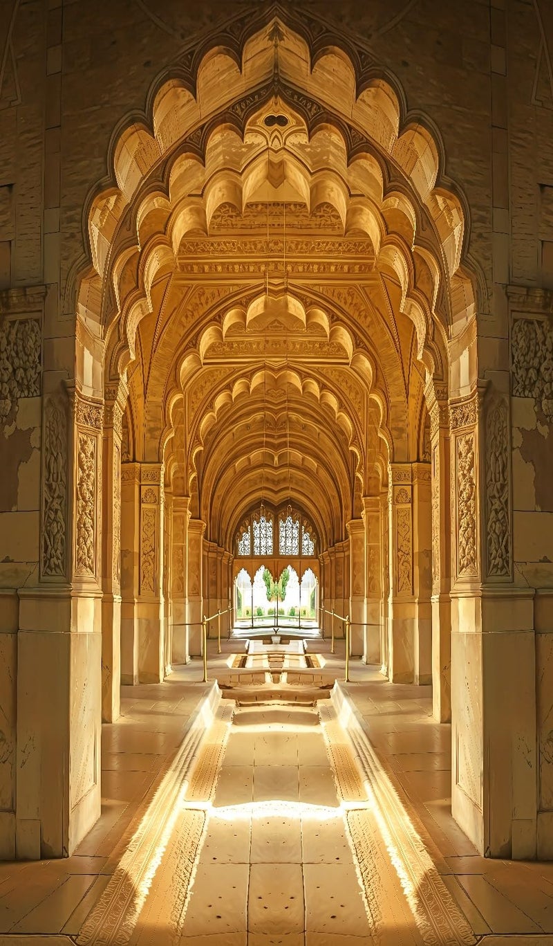 Backdropon Interior Palace Architecture Vintage Art Photography Backdrops Curtain Cloth Birthday Background Seamless Photo Booth Prop Backdrop Size 8Feet Height & 5Feet Width(8 * 5) - Image 1