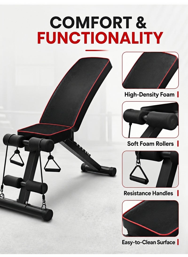 OHAHO Adjustable Weight Bench, Utility Weight Benches for Full Body Workout, Foldable Incline Extension/Decline Bench Press for Home Gym - Image 2