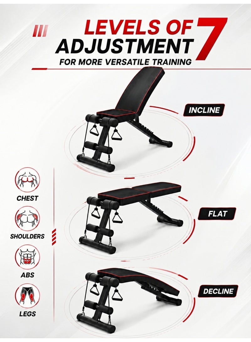 OHAHO Adjustable Weight Bench, Utility Weight Benches for Full Body Workout, Foldable Incline Extension/Decline Bench Press for Home Gym - Image 4