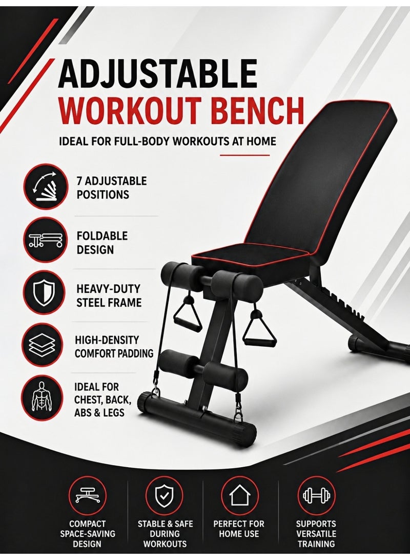 OHAHO Adjustable Weight Bench, Utility Weight Benches for Full Body Workout, Foldable Incline Extension/Decline Bench Press for Home Gym - Image 3