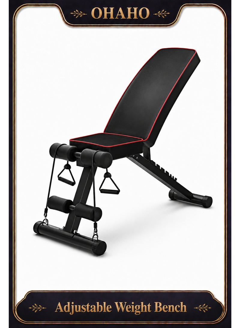 OHAHO Adjustable Weight Bench, Utility Weight Benches for Full Body Workout, Foldable Incline Extension/Decline Bench Press for Home Gym - Image 1
