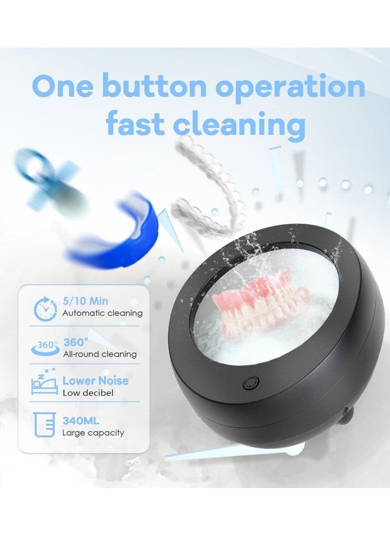 Ultrasonic Retainer Cleaner for Dentures, Mouth Guard,48kHz Professional Dental Ultrasonic Jewelry Cleaner, (11.5oz) 340ml Sonic Cleaning Machine for Ring, Dental Appliance - Image 3