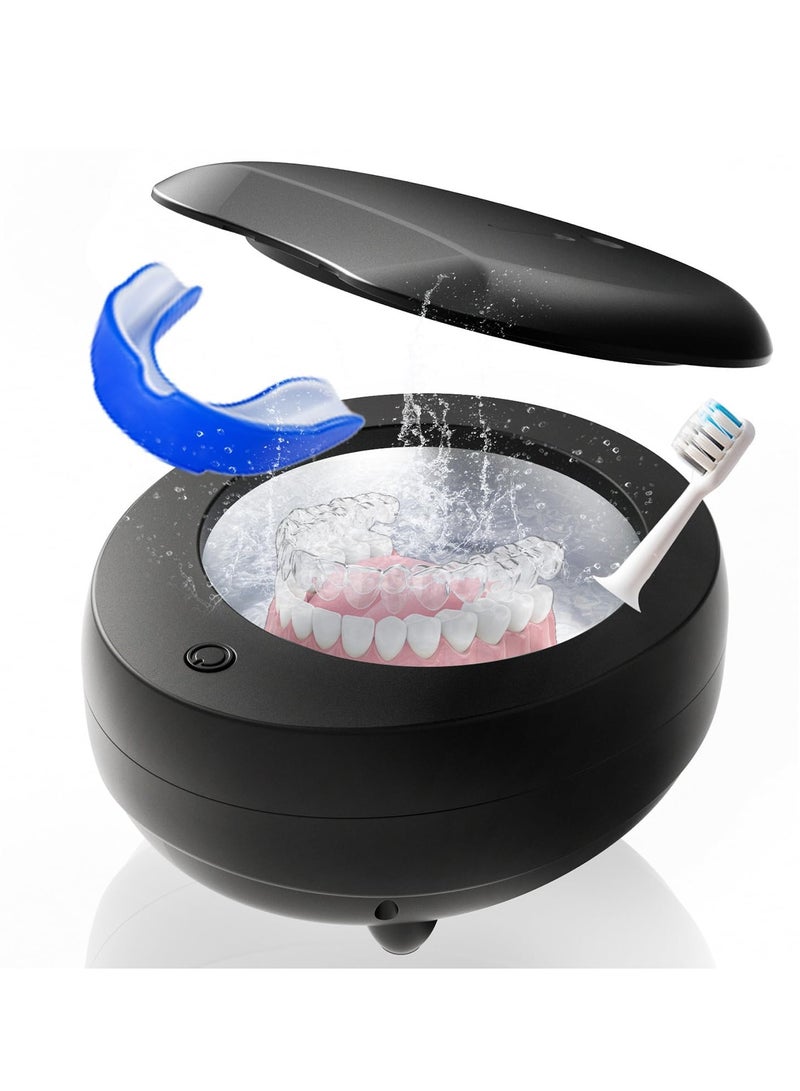 Ultrasonic Retainer Cleaner for Dentures, Mouth Guard,48kHz Professional Dental Ultrasonic Jewelry Cleaner, (11.5oz) 340ml Sonic Cleaning Machine for Ring, Dental Appliance - Image 1