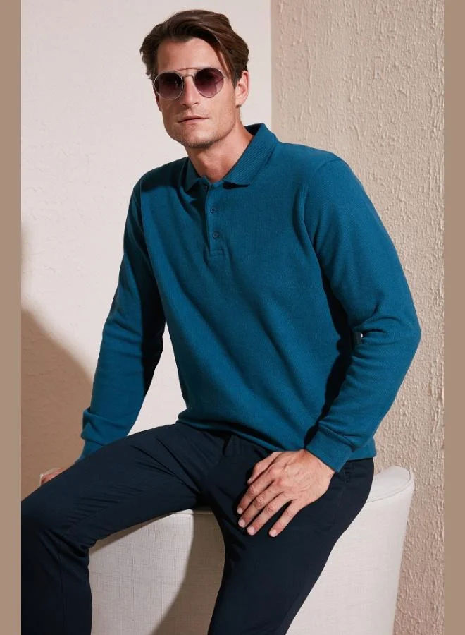 Buratti  Buratti Cotton Blend Regular Fit Polo Shirt Men's POLO SWEATER 456223 for Men | Best Price UAE