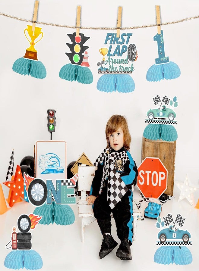 Balterever Racing Car 1st Birthday Party Decoration 8pcs First Lap Around The Track Birthday Honeycomb Centerpieces Racing Car Birthday Honeycomb Table Decors Fast One Bday Decorations for Boys - Image 3