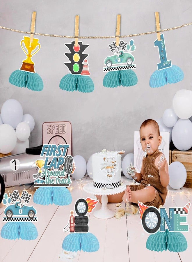 Balterever Racing Car 1st Birthday Party Decoration 8pcs First Lap Around The Track Birthday Honeycomb Centerpieces Racing Car Birthday Honeycomb Table Decors Fast One Bday Decorations for Boys - Image 4
