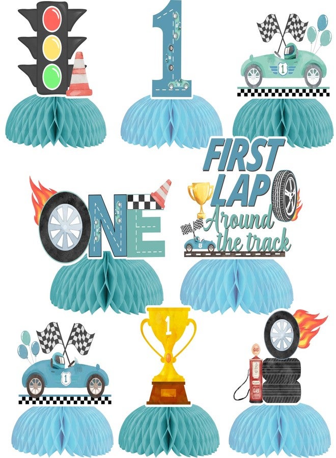 Balterever Racing Car 1st Birthday Party Decoration 8pcs First Lap Around The Track Birthday Honeycomb Centerpieces Racing Car Birthday Honeycomb Table Decors Fast One Bday Decorations for Boys - Image 1