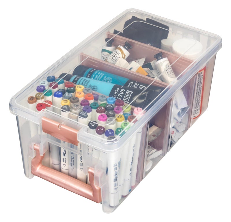 ArtBin Semi Satchel Portable Craft Organizer with 3 Dividers - Clear Plastic Storage Case for Art & Craft Supplies - Image 3