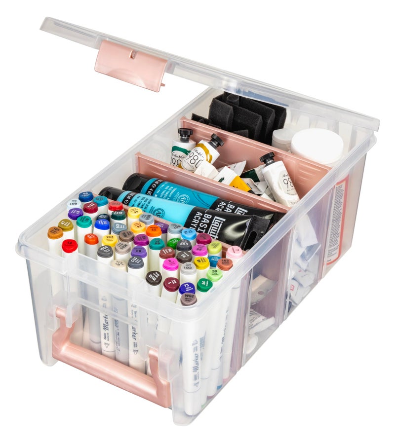 ArtBin Semi Satchel Portable Craft Organizer with 3 Dividers - Clear Plastic Storage Case for Art & Craft Supplies - Image 4