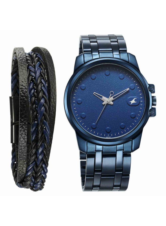 fastrack Pulse Quartz Analog Blue Dial Watch for Men – 50mm Case, Blue Stainless Steel Strap - Image 1