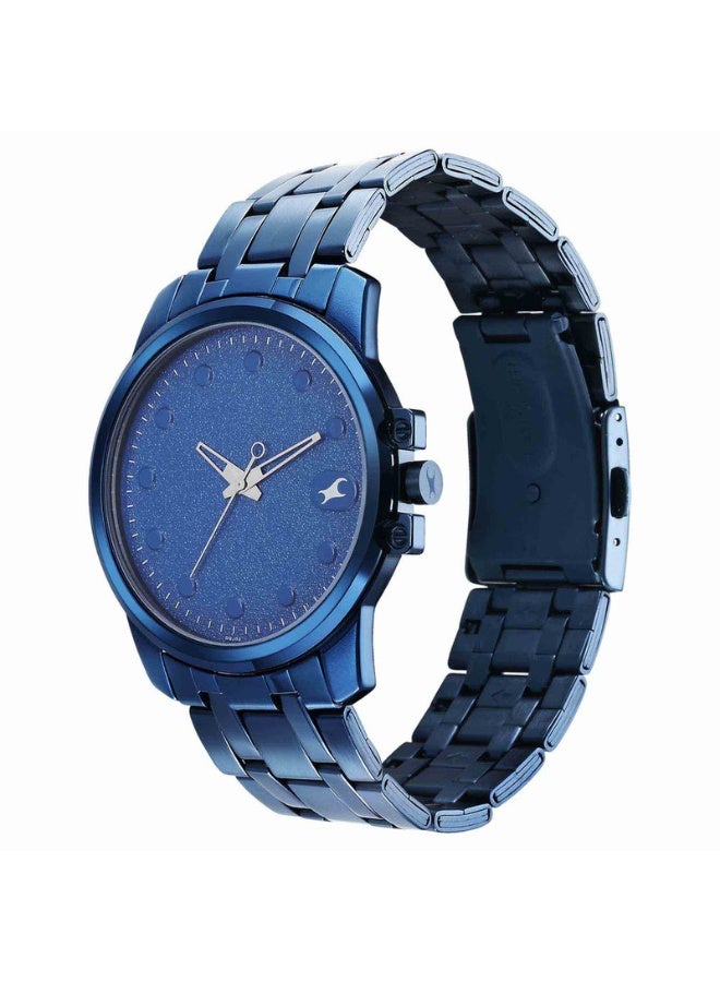 fastrack Pulse Quartz Analog Blue Dial Watch for Men – 50mm Case, Blue Stainless Steel Strap - Image 3