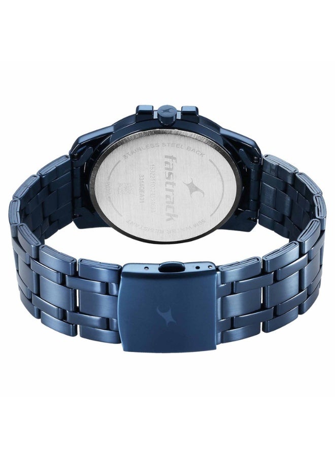 fastrack Pulse Quartz Analog Blue Dial Watch for Men – 50mm Case, Blue Stainless Steel Strap - Image 5