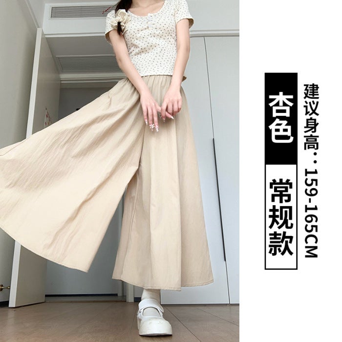 [Three-Dimensional Waistband-Original Fabric] W109 # Yamamoto Culottes Womens Summer Thin Petite Lazy Wide-Leg Pants Pink - Image 3