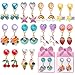 ERDOGLY Clip on Earrings for Girls 10 Pairs Kids Clip on Earrings Cute Toddler Earring Party Favor Dangle Stick on Earring for Little Girls Pretend Princess Play Dress up Jewelry Gift Set - Image 2