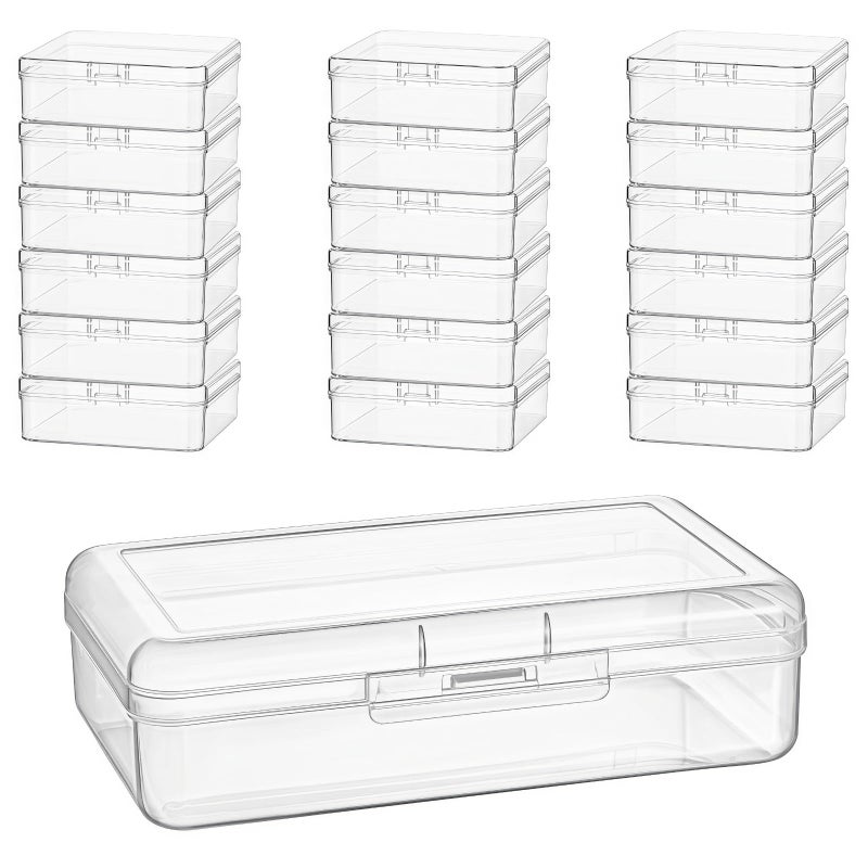 Goodma Small Bead Organizers, 19 Pieces Plastic Storage Cases Mini Clear Bead Storage Containers Boxes with Hinged Lid and Large Rectangle Organizing Box - Image 1