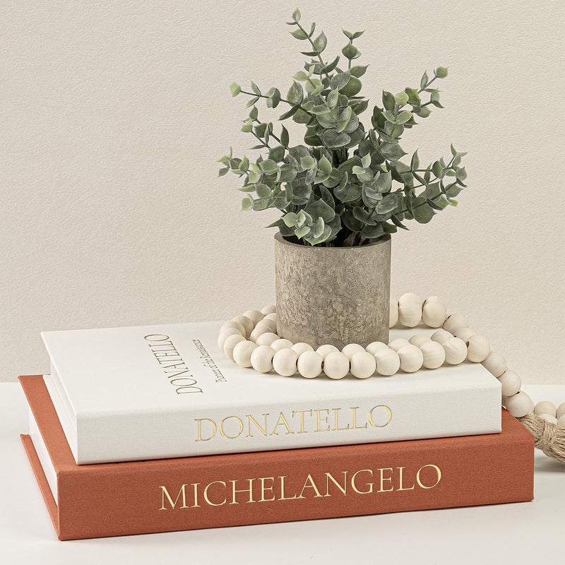 Fveuc Aesthetic Faux Books for Home Decor (Set of 2) - Decorative Book Boxes with Hidden Storage - Ideal for Coffee Table, Living Room, Entryway & Bookshelf - Beige/Terracotta Linen - Image 1