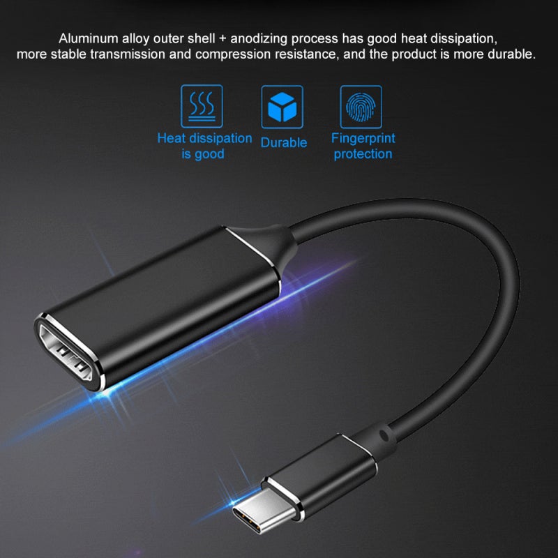 محول كابل USB Type-C إلى HD 4K 30Hz محول فيديو USB 3.1 إلى HD من أنثى USB C إلى أنثى HD لأجهزة المحمول والهاتف الذكي لشاشات HDTV والمنشور والمشغلات - Image 2
