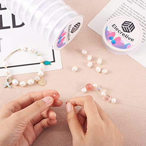 EEE ELECRELIVE Elecrelive 10 Rolls 0.6mm Clear Elastic Bracelet String Stretchy Beading Crystal Thread Elastic Bead Cord 114 Yards for DIY Necklace Jewelry Making 8m/roll - Image 3