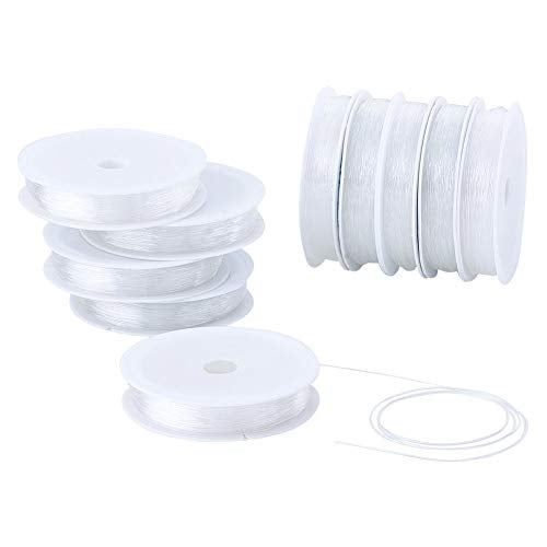 EEE ELECRELIVE Elecrelive 10 Rolls 0.6mm Clear Elastic Bracelet String Stretchy Beading Crystal Thread Elastic Bead Cord 114 Yards for DIY Necklace Jewelry Making 8m/roll - Image 1