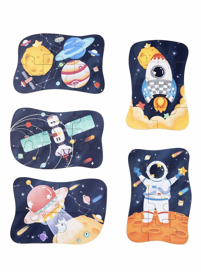 Y&D Astronaut Puzzles for 3 4 5 6 Year Olds, 5-in-1 Dinosaur Jigsaw with Iron Box Storage, Toys Gifts Boys, Girls, Kids and Children (Astronaut Jigsaw)  - Image 3