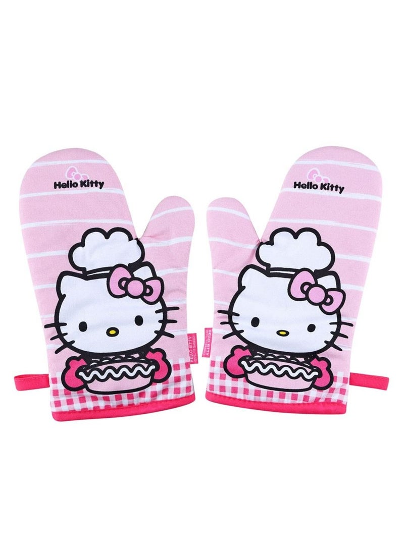 chefmade - 2Pcs Hello Kitty Oven Mitts Heat Resistant Kitchen Gloves - Image 1