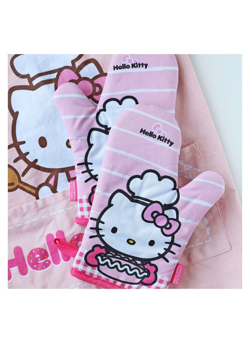 chefmade - 2Pcs Hello Kitty Oven Mitts Heat Resistant Kitchen Gloves - Image 1