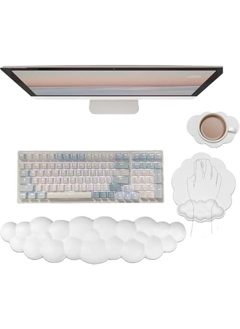 Cloud Wrist Rest Keyboard Cloud Wrist Pad Keyboard Wrist Rest Keyboard Cloud Mouse Pad Leather PU Non-Slip Base Desk Wrist Rest Support for Computer Laptop Gaming Mac Home Office