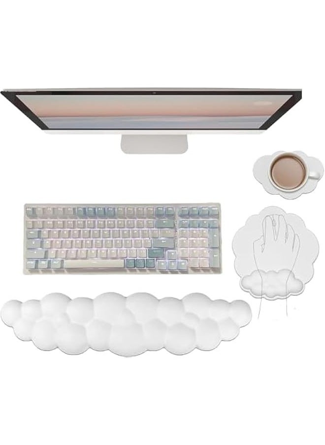 Cloud Wrist Rest Keyboard Cloud Wrist Pad Keyboard Wrist Rest Keyboard Cloud Mouse Pad Leather PU Non-Slip Base Desk Wrist Rest Support for Computer Laptop Gaming Mac Home Office