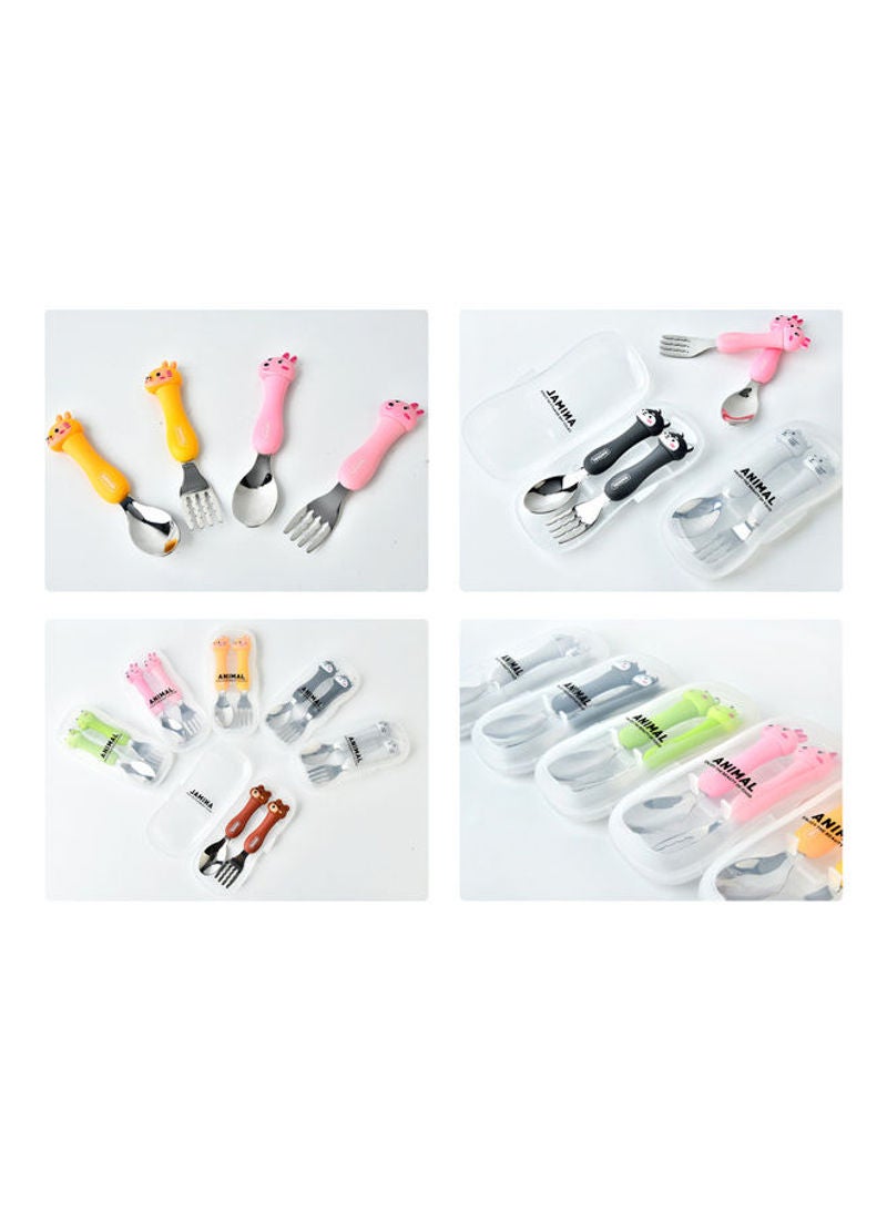 إسكدنيا 2-Piece Toddler Utensils Spoon And Folk Set With Travel Case Yellow 17.5x3x8cm - Image 3