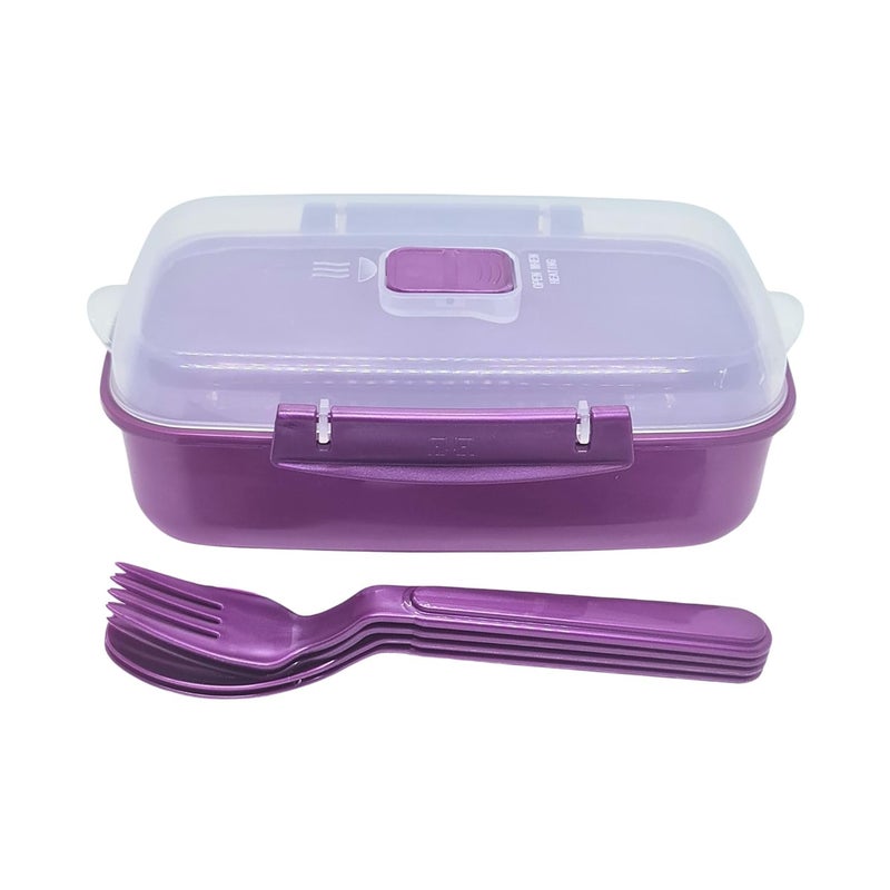 Elite Microwave Lunchbox With 2 Spoons And 2 Forks (Purple)