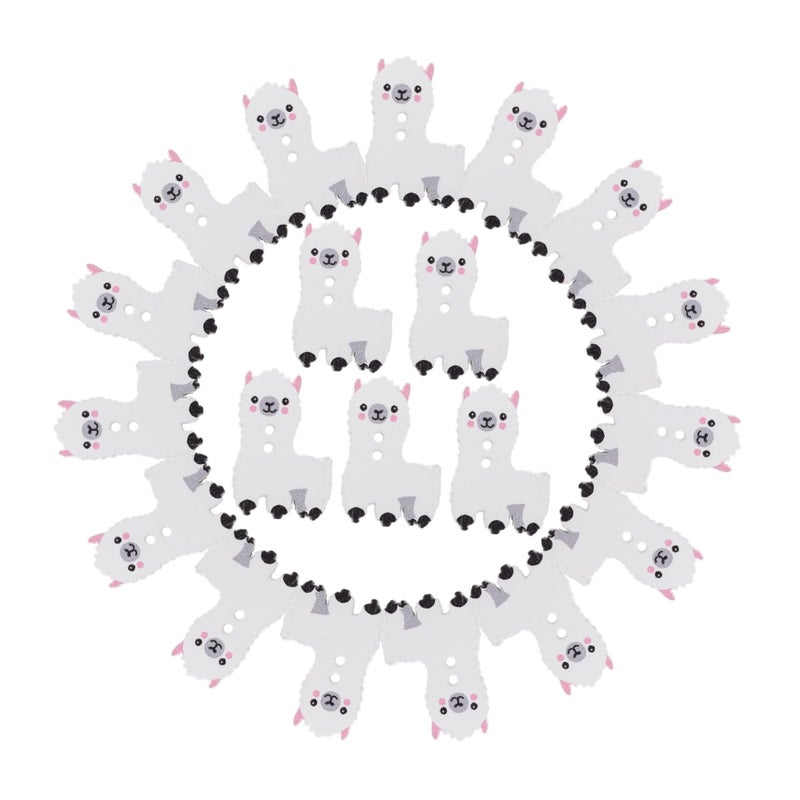 Cute Cartoon Alpaca Wooden Buttons 100Pcs For DIY Sewing Crafts Clothing Hats - Image 2