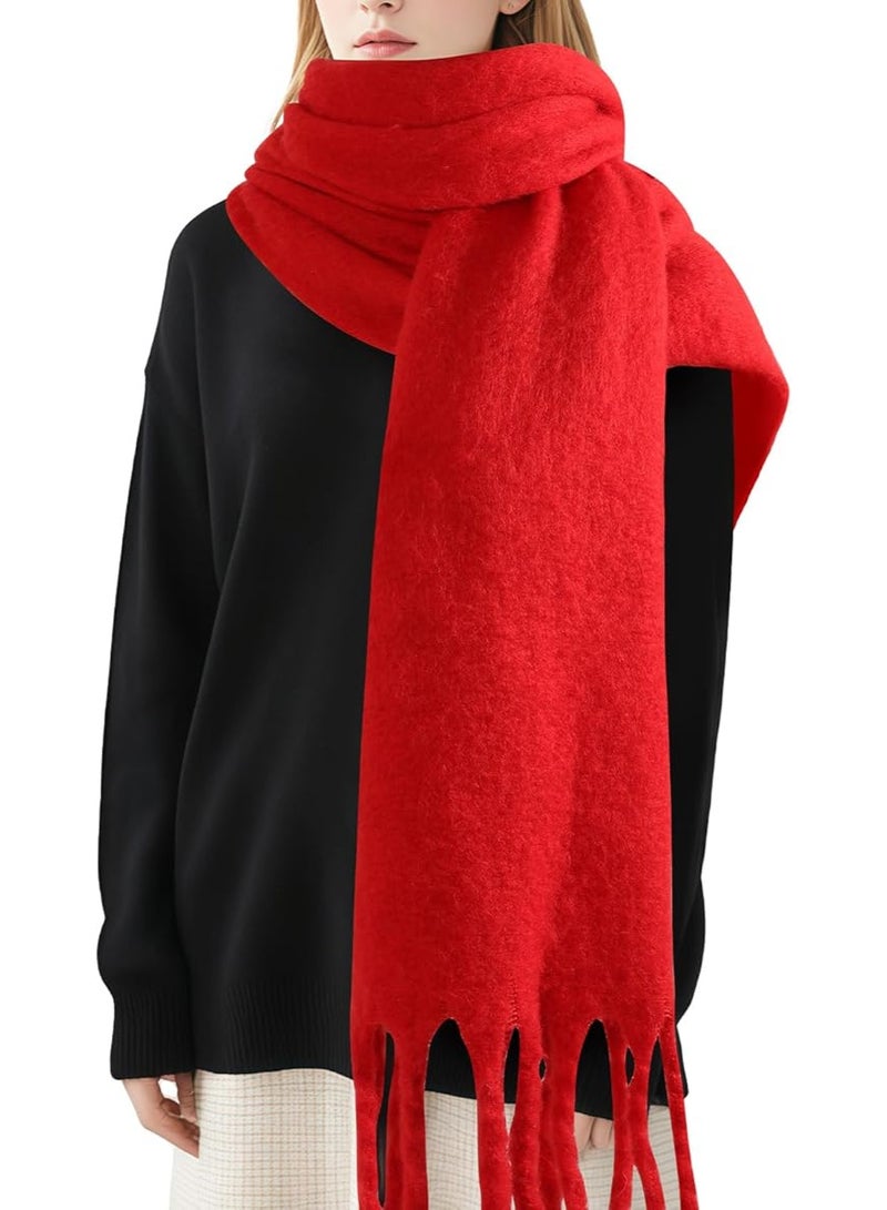 وشاح موهير شتوي للنساء بلون نقي، وشاح شتوي دافئ للنساء والرجال، شعور ناعم وفاخر كالكشمير - Image 1