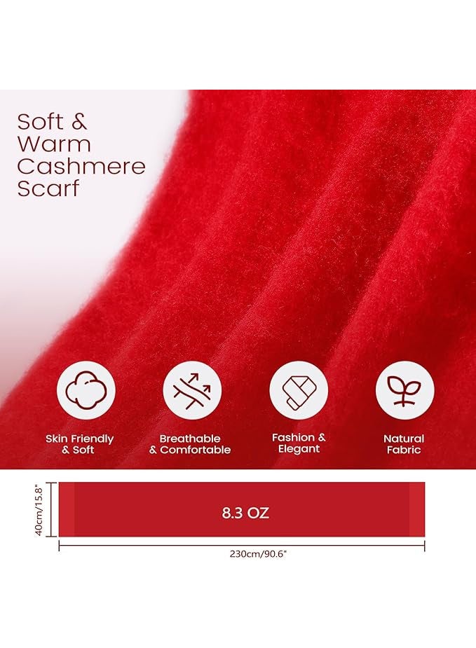 وشاح موهير شتوي للنساء بلون نقي، وشاح شتوي دافئ للنساء والرجال، شعور ناعم وفاخر كالكشمير - Image 2