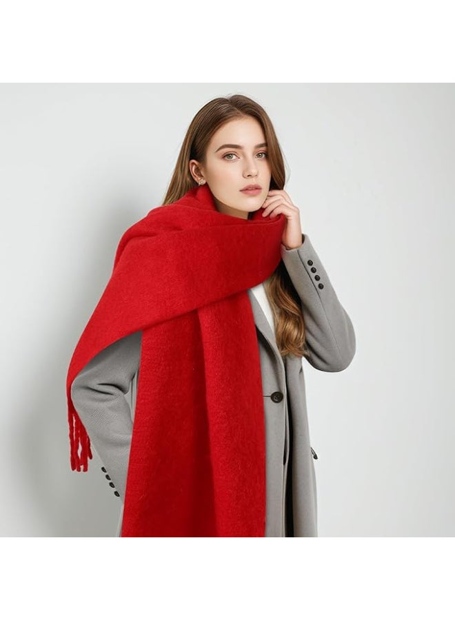 وشاح موهير شتوي للنساء بلون نقي، وشاح شتوي دافئ للنساء والرجال، شعور ناعم وفاخر كالكشمير - Image 5