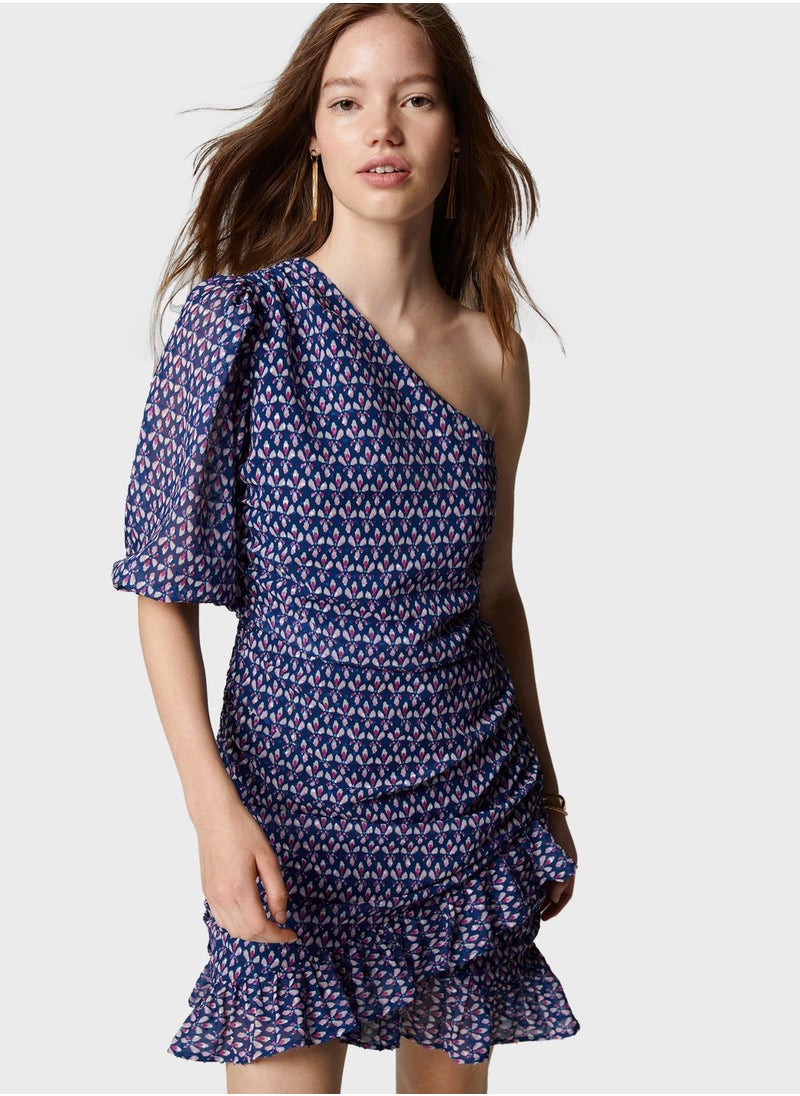 MANGO - Youth One Shoulder Ruffle Dress - Image 1