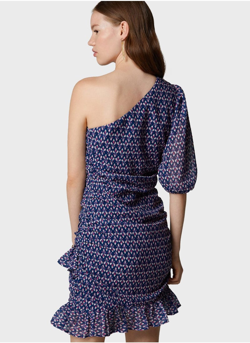 MANGO - Youth One Shoulder Ruffle Dress - Image 1