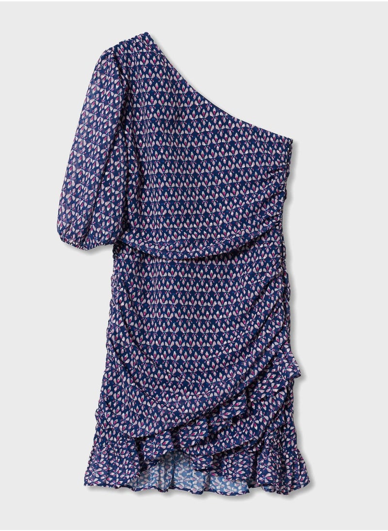 MANGO - Youth One Shoulder Ruffle Dress - Image 1