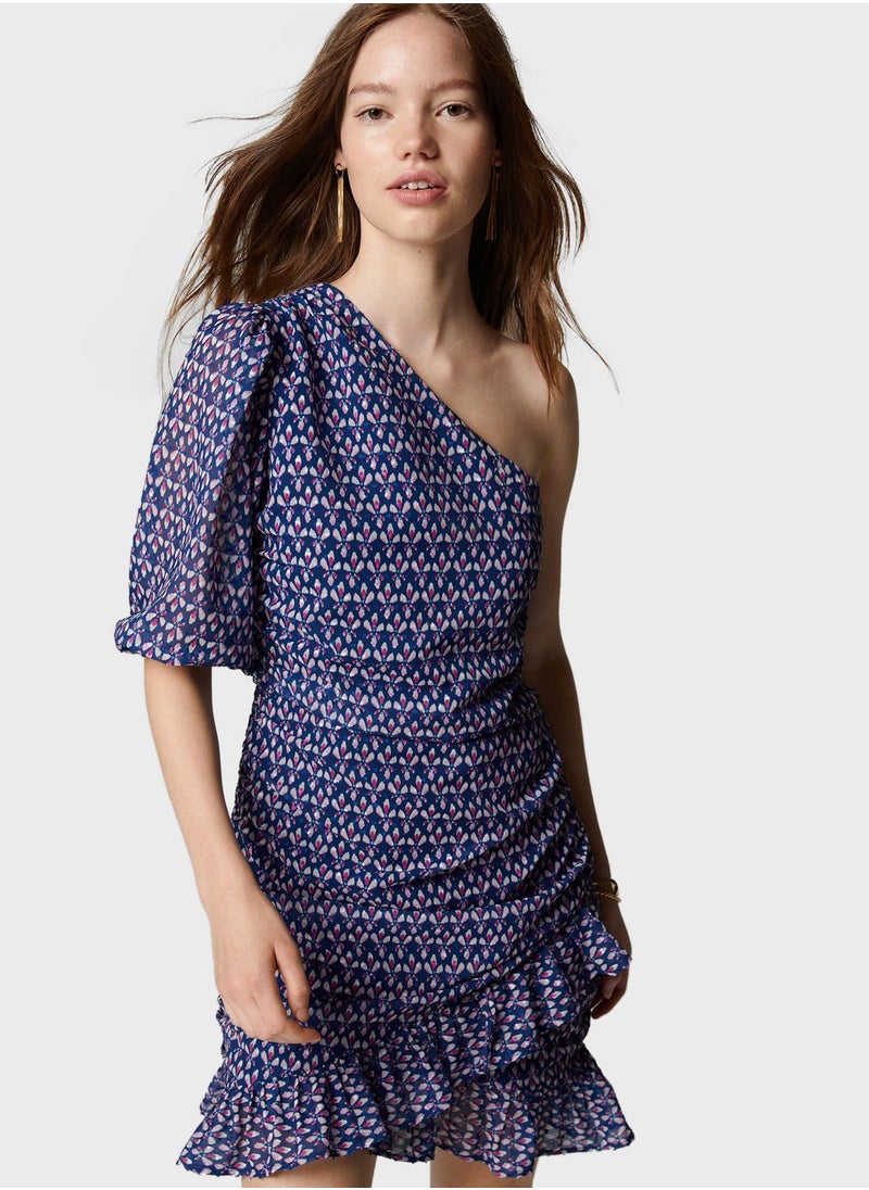 MANGO - Youth One Shoulder Ruffle Dress - Image 1