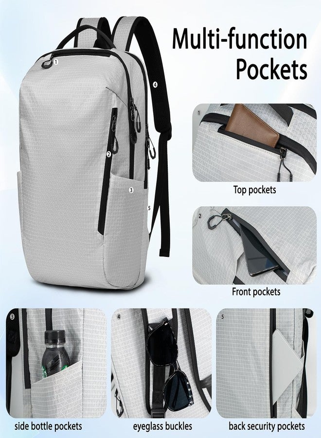 MANETTA Laptop Backpack for Men Women, White College Backpack with Water-proof Fabric and Zipper, Lightweight Medium Capacity Bag Daypack for Work Leisure Daily Use - Image 3