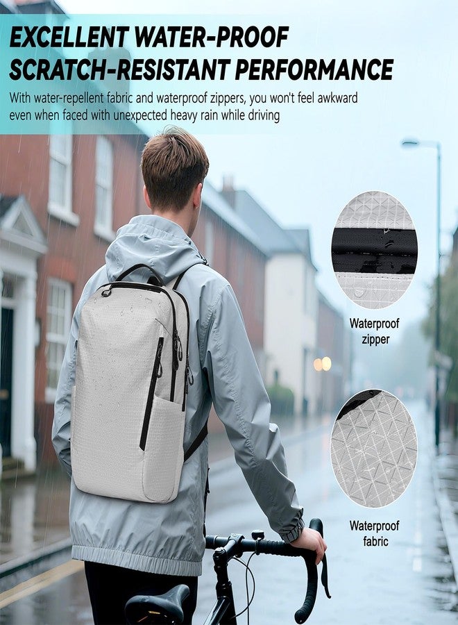 MANETTA Laptop Backpack for Men Women, White College Backpack with Water-proof Fabric and Zipper, Lightweight Medium Capacity Bag Daypack for Work Leisure Daily Use - Image 5
