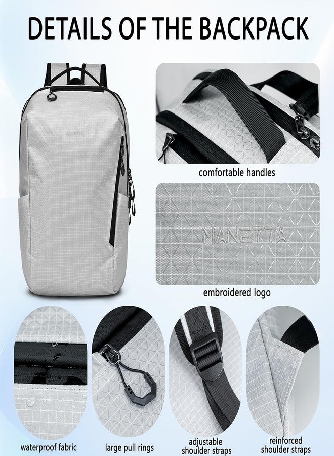 MANETTA Laptop Backpack for Men Women, White College Backpack with Water-proof Fabric and Zipper, Lightweight Medium Capacity Bag Daypack for Work Leisure Daily Use - Image 4
