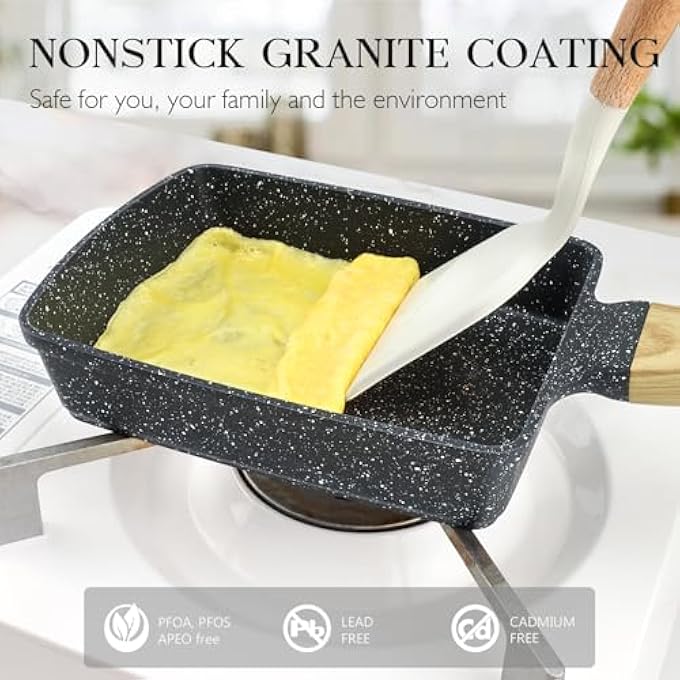 GIPP Non Stick Egg Pan  Section Breakfast Frying Pan Grill Pan With HeatResistant Handle Omelette Pan Compatible With All Stovetops Pfoa Free Gray Tamagoyaki - Image 4