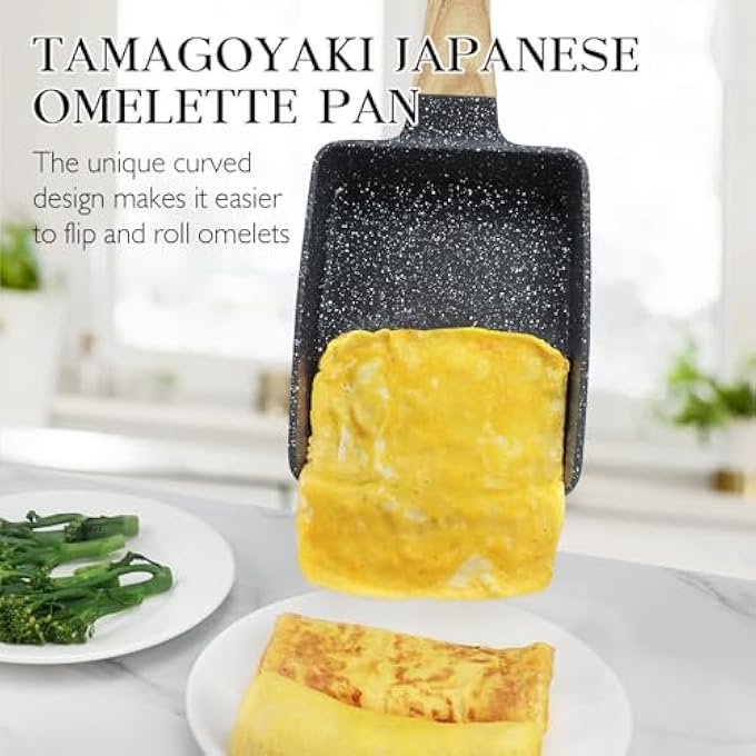 GIPP Non Stick Egg Pan  Section Breakfast Frying Pan Grill Pan With HeatResistant Handle Omelette Pan Compatible With All Stovetops Pfoa Free Gray Tamagoyaki - Image 2