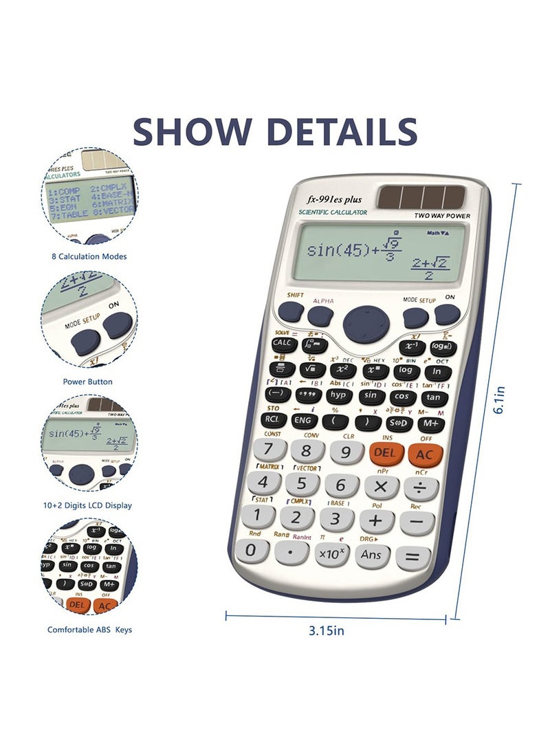 fX Scientific Calculator, Math Calculator with 417 Function, Solar Battery Power and 4-Line Display, School Supplies for Middle High College Students Teachers - Image 2