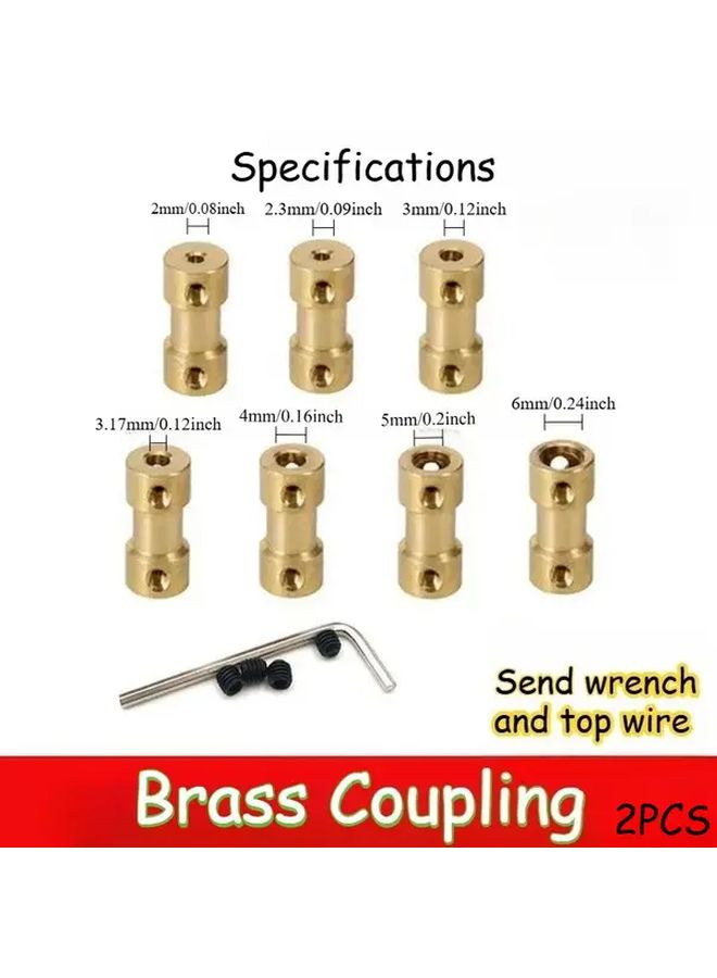 Brass Motor Shaft Extension Connector 3mm With Screw Wrench 2pcs For RC Vehicles - Image 3