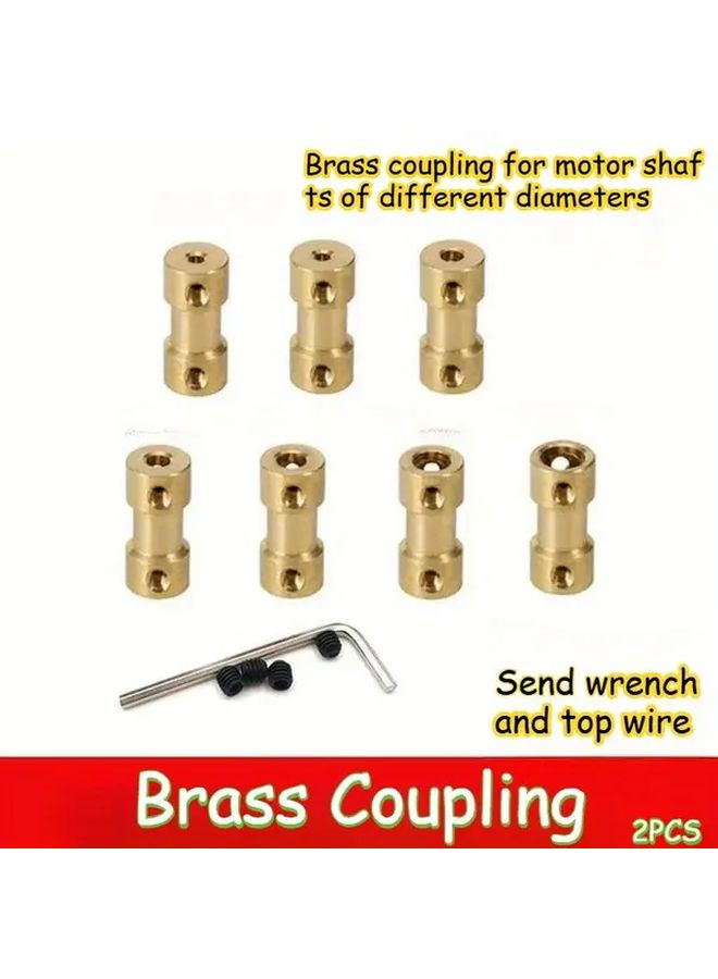 Brass Motor Shaft Extension Connector 3mm With Screw Wrench 2pcs For RC Vehicles - Image 2