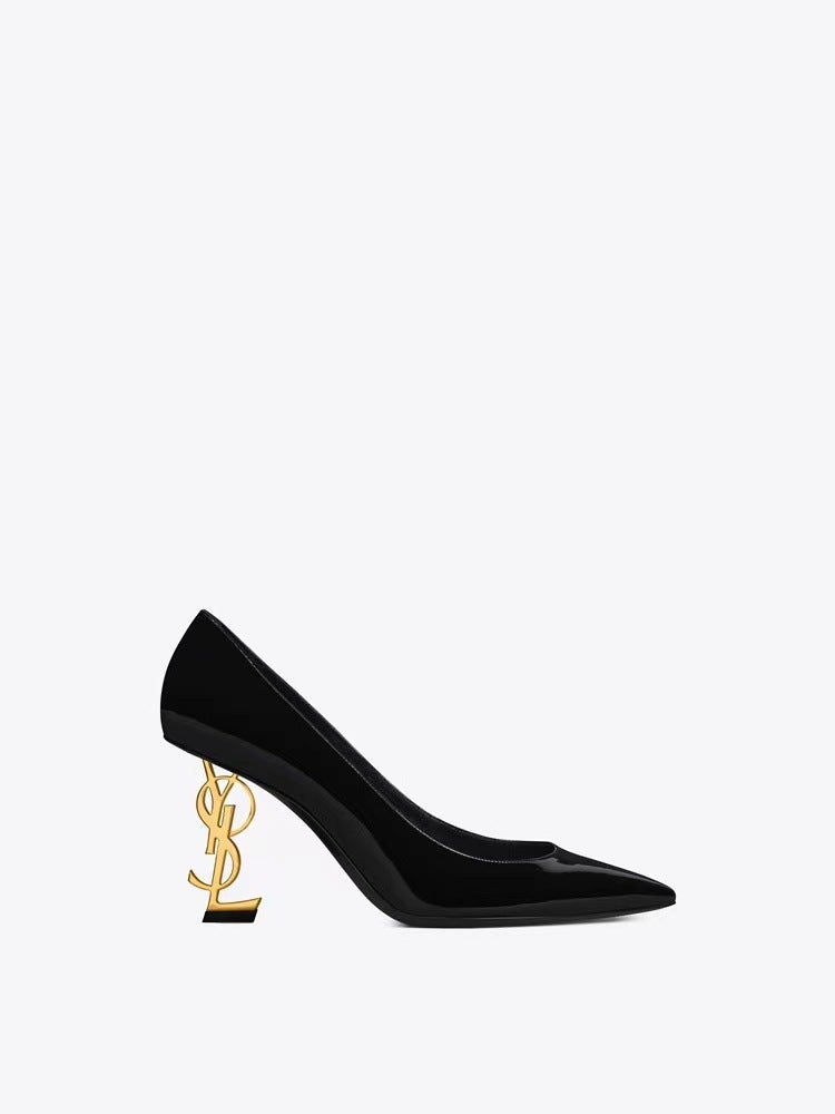 French Style Socialite New Letter Heel Black High Heels Women'S Stiletto Heel Pointed Single Shoes Banquet Niche Women'S Shoes Summer - Image 1