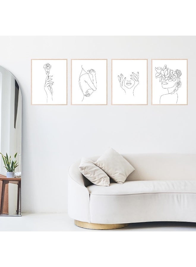 Insire Black And White Minimalist Wall Art Line Drawing Wall Art Abstract Woman Wall Art, Line Art Wall Decor Black And White Abstract Wall Art, Feminine Wall Art - Set of 4 (8x10) Unframed - Image 5