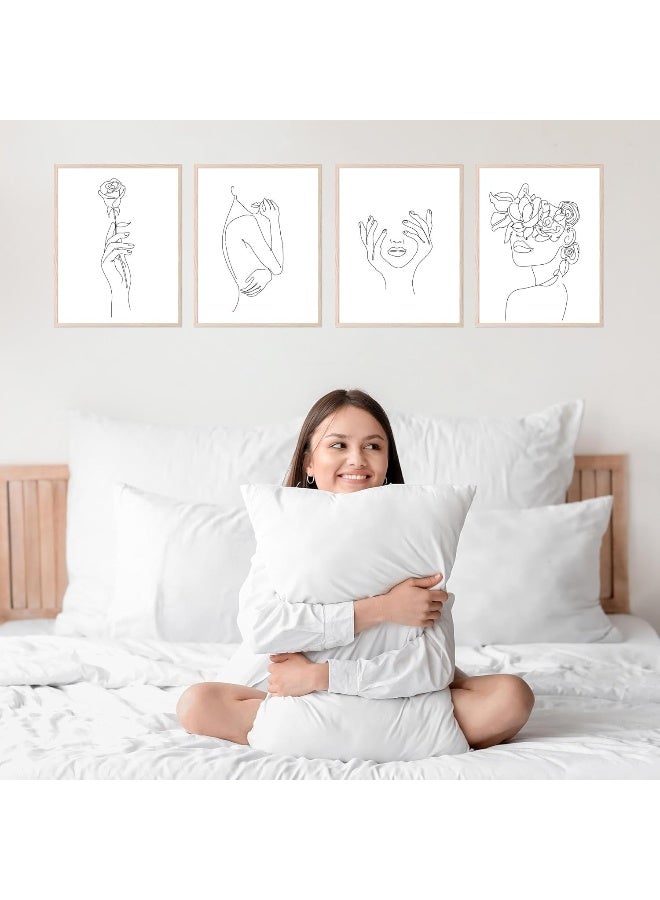 Insire Black And White Minimalist Wall Art Line Drawing Wall Art Abstract Woman Wall Art, Line Art Wall Decor Black And White Abstract Wall Art, Feminine Wall Art - Set of 4 (8x10) Unframed - Image 4