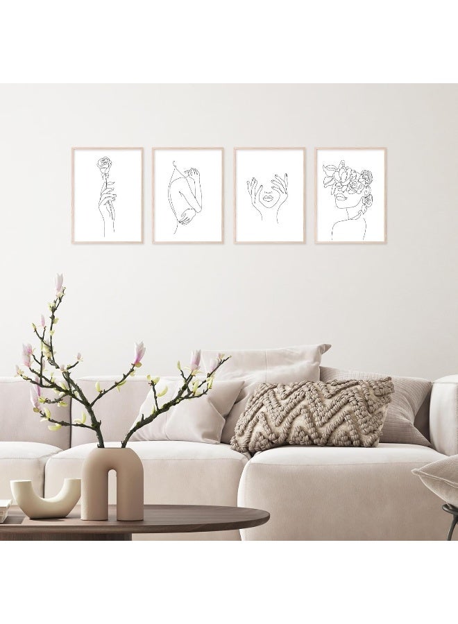 Insire Black And White Minimalist Wall Art Line Drawing Wall Art Abstract Woman Wall Art, Line Art Wall Decor Black And White Abstract Wall Art, Feminine Wall Art - Set of 4 (8x10) Unframed - Image 3